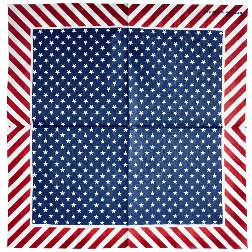 4th of July Decoupage Napkin Bundle Patriotic Stars & Stripes US Flag, 13 pcs